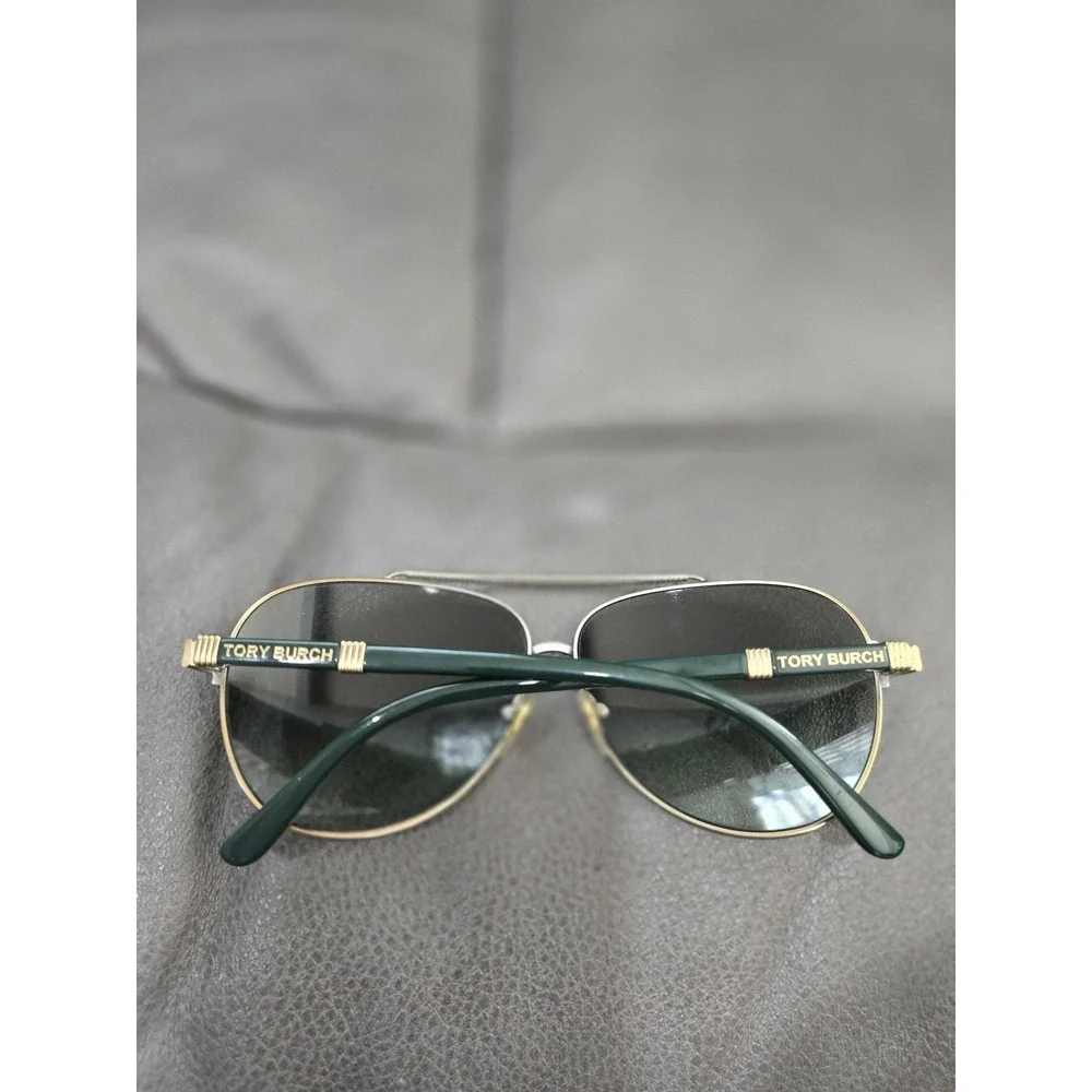 Tory Burch TY6058 Aviator Sunglasses Gold Green Grey Gradient Lens with Case - Picture 2 of 8